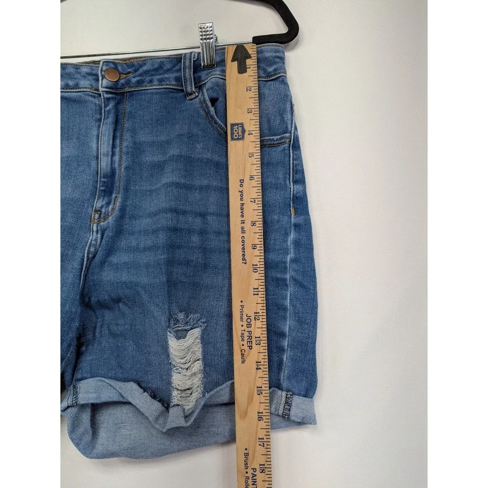 Fashion Nova‎ Distressed Denim Shorts Medium Wash High Rise Cuffed 2XL 7151